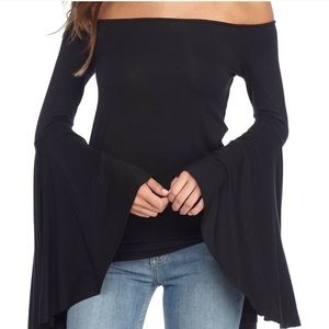 Black Free People Top with Bell Sleeves